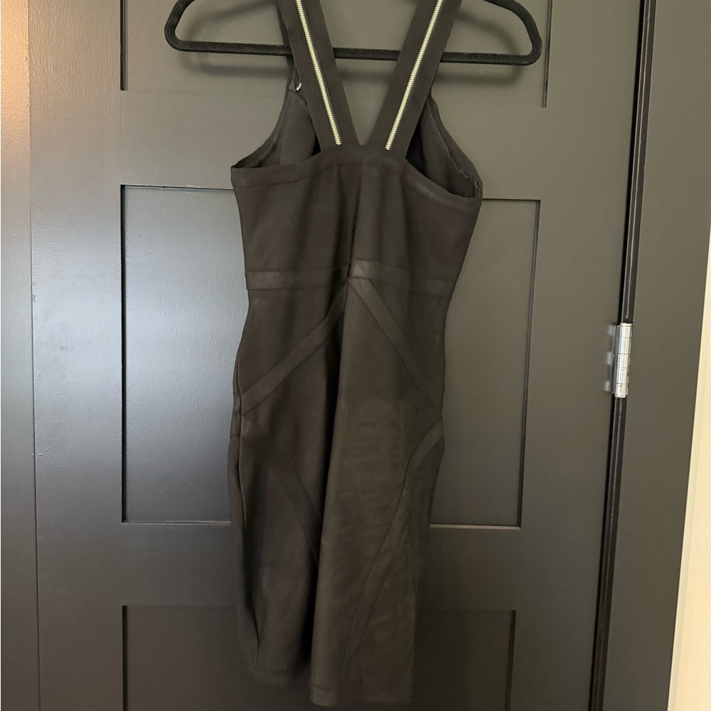 bebe Black bodycon Dress with Gold Zippers - Picture 2 of 3